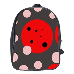 Red And Pink Dots School Bags (xl)  by Valentinaart