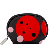 Red And Pink Dots Accessory Pouches (small)  by Valentinaart