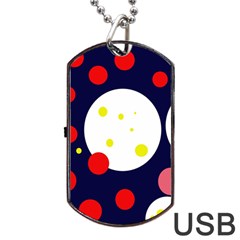 Abstract Moon Dog Tag Usb Flash (two Sides)  by Valentinaart