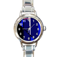 Blue Abstraction Round Italian Charm Watch by Valentinaart