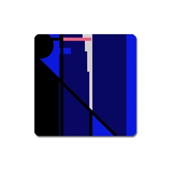 Blue Abstraction Square Magnet by Valentinaart