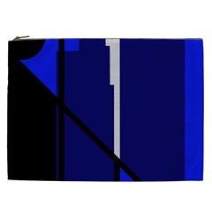 Blue Abstraction Cosmetic Bag (xxl)  by Valentinaart