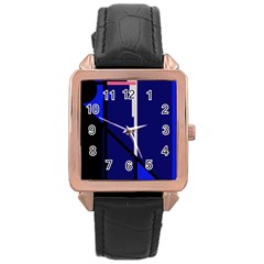 Blue Abstraction Rose Gold Leather Watch  by Valentinaart