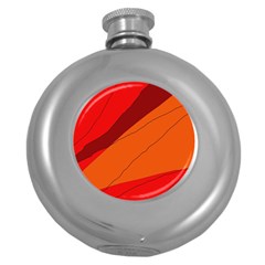 Red And Orange Decorative Abstraction Round Hip Flask (5 Oz) by Valentinaart