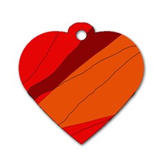 Red And Orange Decorative Abstraction Dog Tag Heart (two Sides) by Valentinaart