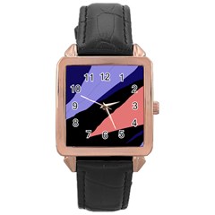 Purple And Pink Abstraction Rose Gold Leather Watch  by Valentinaart