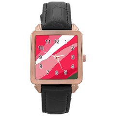 Pink Abstraction Rose Gold Leather Watch  by Valentinaart