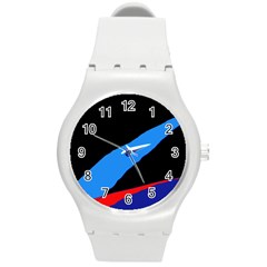 Colorful Abstraction Round Plastic Sport Watch (m) by Valentinaart