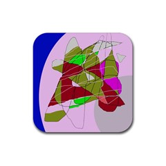 Flora Abstraction Rubber Coaster (square)  by Valentinaart