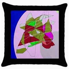 Flora Abstraction Throw Pillow Case (black) by Valentinaart