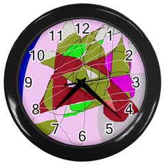 Flora Abstraction Wall Clocks (black) by Valentinaart