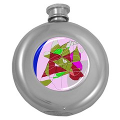 Flora Abstraction Round Hip Flask (5 Oz) by Valentinaart