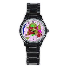 Flora Abstraction Stainless Steel Round Watch by Valentinaart