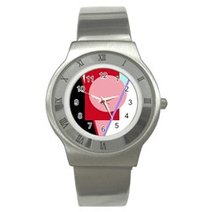 Decorative Geomeric Abstraction Stainless Steel Watch by Valentinaart