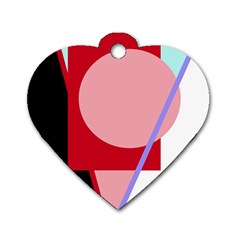 Decorative Geomeric Abstraction Dog Tag Heart (one Side) by Valentinaart