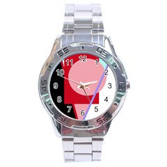 Decorative Geomeric Abstraction Stainless Steel Analogue Watch by Valentinaart