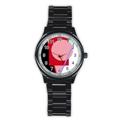 Decorative Geomeric Abstraction Stainless Steel Round Watch by Valentinaart