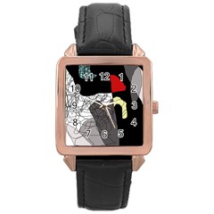 Decorative Abstraction Rose Gold Leather Watch  by Valentinaart