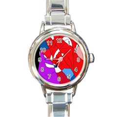 Colorful Abstraction Round Italian Charm Watch by Valentinaart