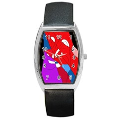 Colorful Abstraction Barrel Style Metal Watch by Valentinaart