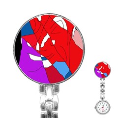 Colorful Abstraction Stainless Steel Nurses Watch by Valentinaart