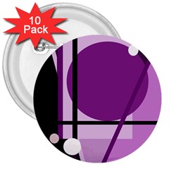 Purple Geometrical Abstraction 3  Buttons (10 Pack)  by Valentinaart