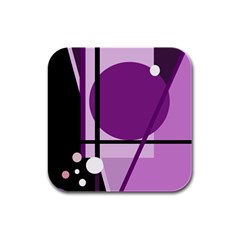 Purple Geometrical Abstraction Rubber Square Coaster (4 Pack)  by Valentinaart