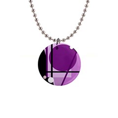 Purple Geometrical Abstraction Button Necklaces by Valentinaart