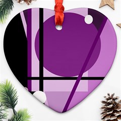 Purple Geometrical Abstraction Heart Ornament (2 Sides) by Valentinaart