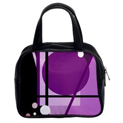 Purple Geometrical Abstraction Classic Handbags (2 Sides) by Valentinaart