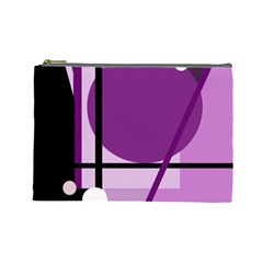 Purple Geometrical Abstraction Cosmetic Bag (large)  by Valentinaart