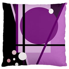 Purple Geometrical Abstraction Large Cushion Case (two Sides) by Valentinaart