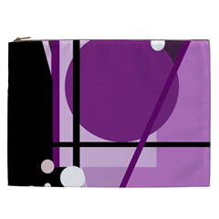 Purple Geometrical Abstraction Cosmetic Bag (xxl)  by Valentinaart