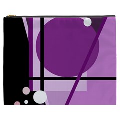 Purple Geometrical Abstraction Cosmetic Bag (xxxl)  by Valentinaart