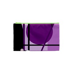 Purple Geometrical Abstraction Cosmetic Bag (xs) by Valentinaart