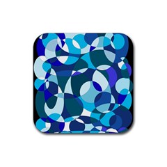 Blue Abstraction Rubber Coaster (square)  by Valentinaart