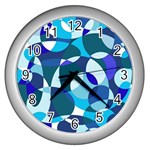 Blue abstraction Wall Clocks (Silver)  Front