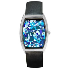 Blue Abstraction Barrel Style Metal Watch by Valentinaart