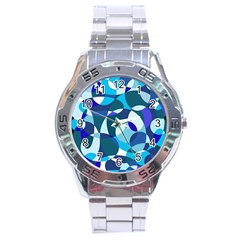 Blue Abstraction Stainless Steel Analogue Watch by Valentinaart