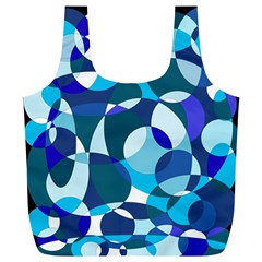 Blue Abstraction Full Print Recycle Bags (l)  by Valentinaart