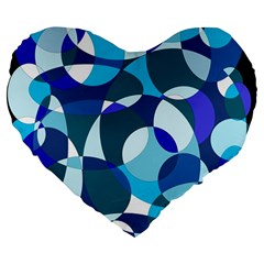 Blue Abstraction Large 19  Premium Flano Heart Shape Cushions by Valentinaart