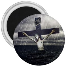 Jesus On The Cross At The Sea 3  Magnets