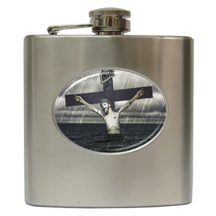 Jesus On The Cross At The Sea Hip Flask (6 oz)