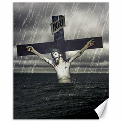 Jesus On The Cross At The Sea Canvas 11  X 14   by dflcprints