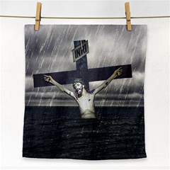 Jesus On The Cross At The Sea Face Towel by dflcprints