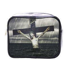 Jesus On The Cross At The Sea Mini Toiletries Bags by dflcprints