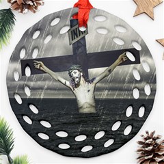 Jesus On The Cross At The Sea Round Filigree Ornament (2side) by dflcprints