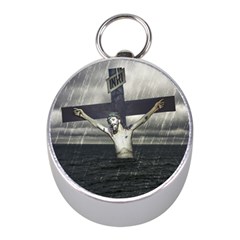 Jesus On The Cross At The Sea Mini Silver Compasses by dflcprints