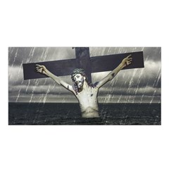 Jesus On The Cross At The Sea Satin Shawl by dflcprints