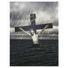 Jesus On The Cross At The Sea Drawstring Bag (small) by dflcprints